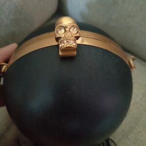 Alexander Mcqueen Black and Gold Skull Clutch